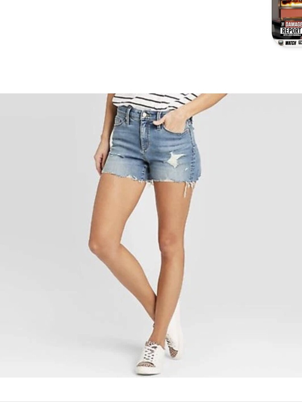 UNIVERSAL THREAD Target Midi High Rise Distressed Denim Jean Shorts, Size 4 / 27